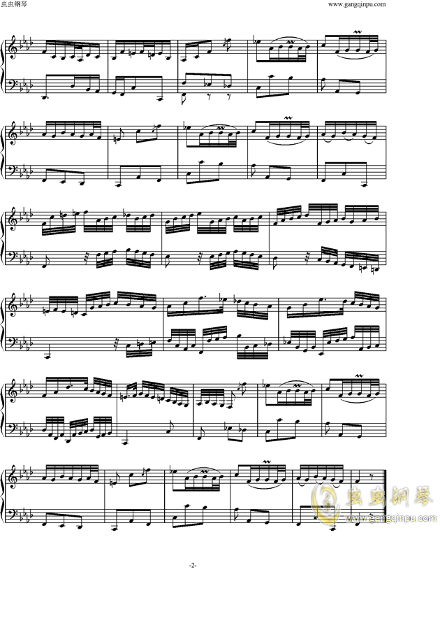 巴赫BWV823 No.1前奏曲（巴赫初级钢琴曲集最后一首）